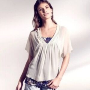 Saivana‎ 100% silk sheer Dolman sleeve boho top